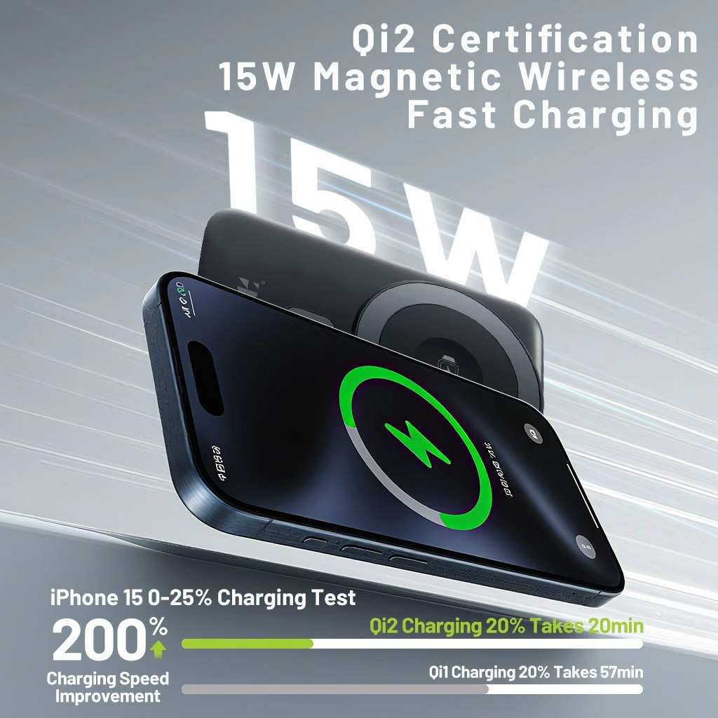 Qi2 15W magnetic wireless charging — certification visuals